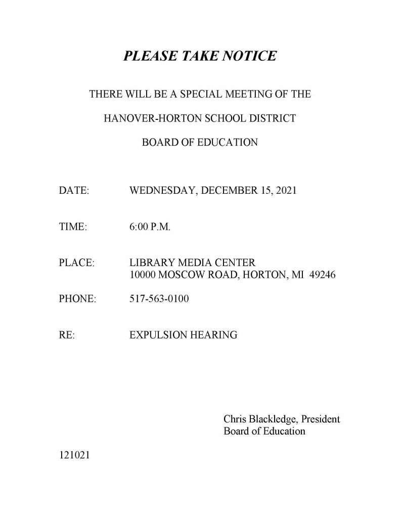 Brd Posting Dec 2021 SPECIAL Hanover Horton