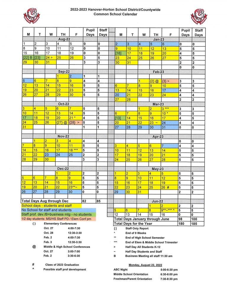 HH District Calendar 2022-23 - Hanover-Horton