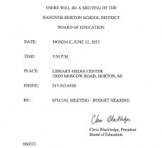 Board of Education Special Meeting